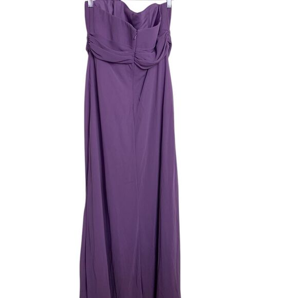 Elegant David’s Bridal long strapless dress /gown chiffon flowing purple - Picture 3 of 12